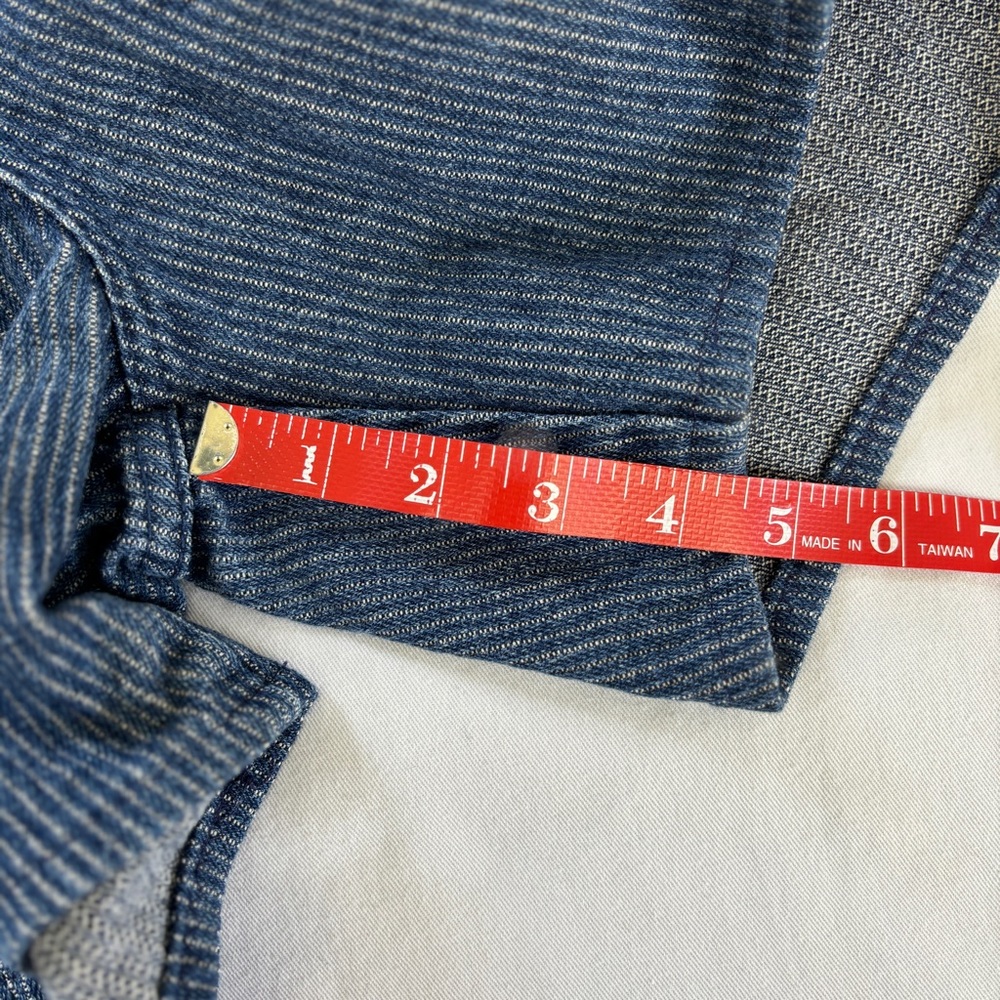 Vintage 90s Y2K High Rise Blue Hickory Stripe Denim Jean Shorts Small 26 - Picture 12 of 15